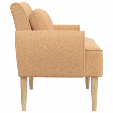 vidaXL Love seat με κουμπιά Μπεζ 117x67x77cm Μπουκλέ