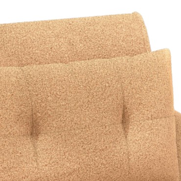 vidaXL Love seat με κουμπιά Μπεζ 117x67x77cm Μπουκλέ