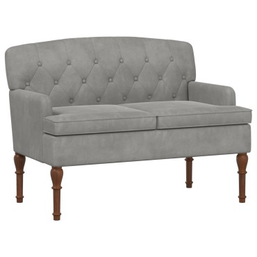 vidaXL Love seat με κουμπιά Ανοιχτό γκρι 111x65x79cm Βελούδο