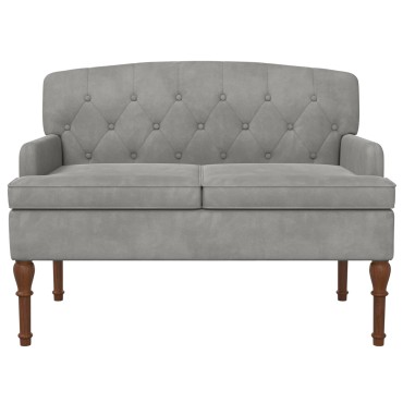 vidaXL Love seat με κουμπιά Ανοιχτό γκρι 111x65x79cm Βελούδο