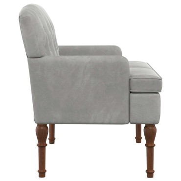 vidaXL Love seat με κουμπιά Ανοιχτό γκρι 111x65x79cm Βελούδο