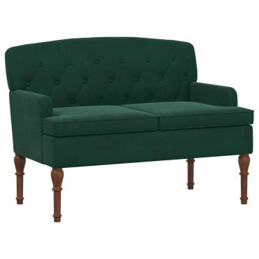 vidaXL Love seat με κουμπιά Σκούρο Πράσινο 111x65x79cm Βελούδο