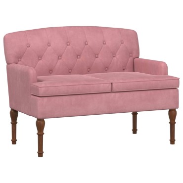 vidaXL Love seat με κουμπιά Ροζ 111x65x79cm Βελούδο