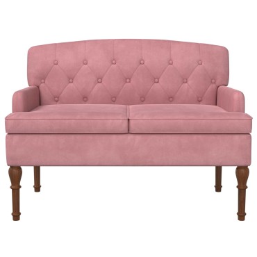 vidaXL Love seat με κουμπιά Ροζ 111x65x79cm Βελούδο