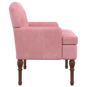 vidaXL Love seat με κουμπιά Ροζ 111x65x79cm Βελούδο