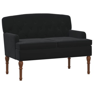 vidaXL Love seat με κουμπιά Μαύρο 111x65x79cm Βελούδο