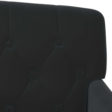 vidaXL Love seat με κουμπιά Μαύρο 111x65x79cm Βελούδο