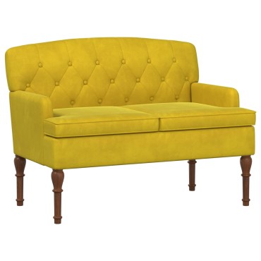 vidaXL Love seat με κουμπιά Απαλό Κίτρινο 111x65x79cm Βελούδο