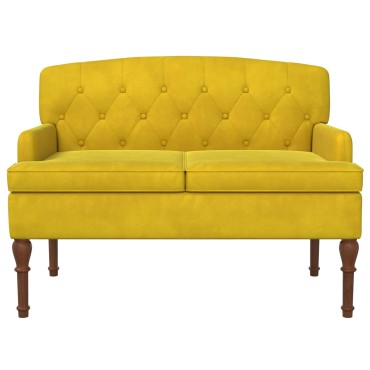vidaXL Love seat με κουμπιά Απαλό Κίτρινο 111x65x79cm Βελούδο