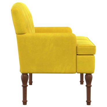 vidaXL Love seat με κουμπιά Απαλό Κίτρινο 111x65x79cm Βελούδο