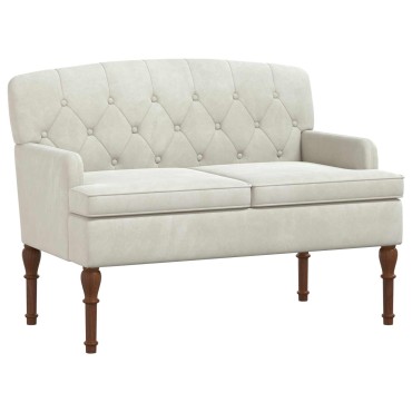 vidaXL Love seat με κουμπιά Κρεμ 111x65x79cm Βελούδο
