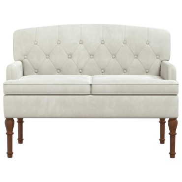 vidaXL Love seat με κουμπιά Κρεμ 111x65x79cm Βελούδο