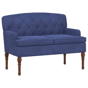 vidaXL Love seat με κουμπιά Μπλε Αστυνομίας 111x65x79cm Βελούδο