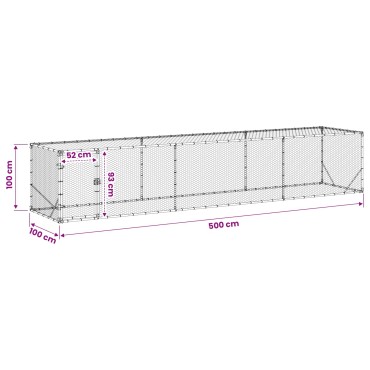 vidaXL Κουτί Κοτόπουλου Ασημί 500 x 100 x 100 cm Γαλβανισμένος Χάλυβας