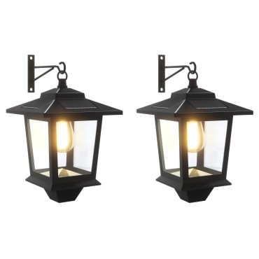 vidaXL Φωτιστικό Τοίχου with LED Bulb 2 τμχ. Μαύρο 19 x 14 x 25 εκ