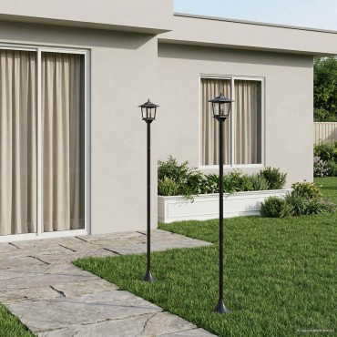 vidaXL Σετ Στύλων Λαμπτήρα with LED Bulb 2 τμχ. Μαύρο 16 x 16 x 156 εκ