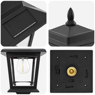 vidaXL Σετ Στύλων Λαμπτήρα with LED Bulb 2 τμχ. Μαύρο 16 x 16 x 156 εκ