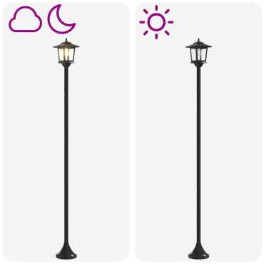 vidaXL Σετ Στύλων Λαμπτήρα with LED Bulb 2 τμχ. Μαύρο 16 x 16 x 156 εκ