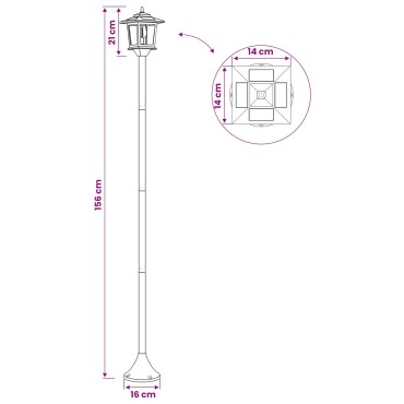 vidaXL Σετ Στύλων Λαμπτήρα with LED Bulb 2 τμχ. Μαύρο 16 x 16 x 156 εκ