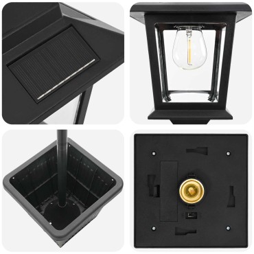 vidaXL Φωτιστικό Στήλης με Γλάστρα Μαύρο 32 x 32 x 158 εκ.