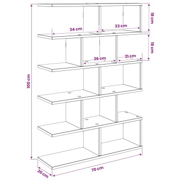 vidaXL Ράφι Τοίχου Γκρι Sonoma 70x20x100cm Επεξεργασμένο Ξύλο 1 τεμ.