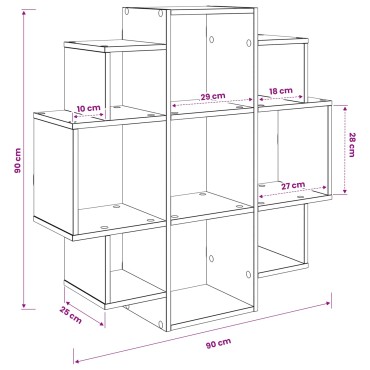 vidaXL Ράφι Τοίχου Γκρι Sonoma 90x25x90cm Επεξεργασμένο Ξύλο 1 τεμ.