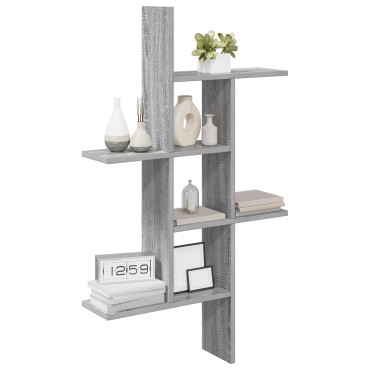 vidaXL Ράφι Τοίχου Γκρι Sonoma 61x15x102cm Επεξεργασμένο Ξύλο 1 τεμ.