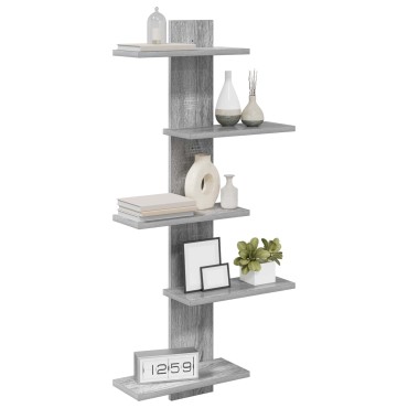 vidaXL Ράφι Τοίχου Γκρι Sonoma 48,5x15x101cm Επεξεργασμένο Ξύλο 1 τεμ.