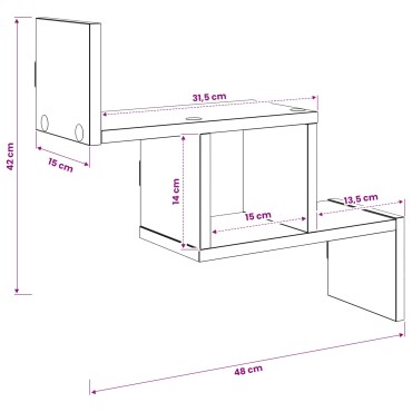 vidaXL Ράφι Τοίχου Γκρι Sonoma 48x15x42cm Επεξεργασμένο Ξύλο 1 τεμ.
