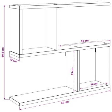 vidaXL Ράφι Τοίχου Καπνισμένο Ξύλο Δρυός 60x12x50,5 εκ 1 τεμ.