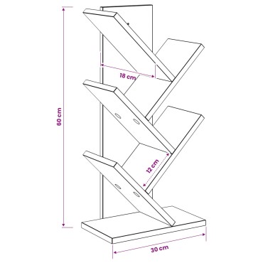 vidaXL Ράφι Δέντρου 4-Επιπέδων 30x18x60cm Επεξεργασμένο Ξύλο 1 τεμ.