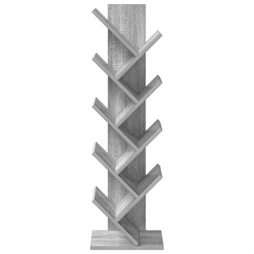 vidaXL Βιβλιοθήκη Δέντρου 6-Επίπεδων 30x18x100cm Γκρι Sonoma 1 τεμ.