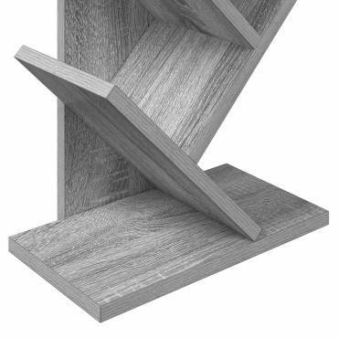 vidaXL Βιβλιοθήκη Δέντρου 6-Επίπεδων 30x18x100cm Γκρι Sonoma 1 τεμ.