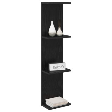 vidaXL Ράφι Τοίχου Μαύρη Δρυς 25x15x100cm Επεξεργασμένο Ξύλο 1 τεμ.