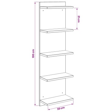 vidaXL Ράφι Τοίχου Γκρι Σκυροδέματος 30x15x100 εκ 1 τεμ.