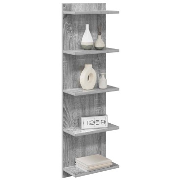 vidaXL Ράφι Τοίχου Γκρι Sonoma 30x15x100cm Επεξεργασμένο Ξύλο 1 τεμ.