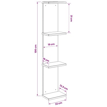 vidaXL Ράφι Τοίχου Μαύρη Δρυς 22x15x100cm Επεξεργασμένο Ξύλο 1 τεμ.