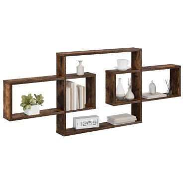 vidaXL Ράφι Τοίχου Καπνισμένο Ξύλο Δρυός 130x10x50cm 1 τεμ.