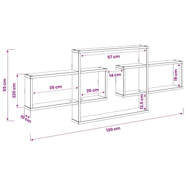 vidaXL Ράφι Τοίχου Καπνισμένο Ξύλο Δρυός 130x10x50cm 1 τεμ.