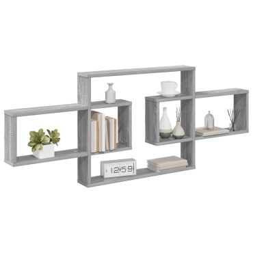 vidaXL Ράφι Τοίχου Γκρι Sonoma 130x10x50cm Επεξεργασμένο Ξύλο 1 τεμ.