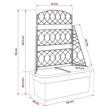 vidaXL Πλέγμα γλάστρας Ανθρακί 58 x 29 x 78 εκ. PP