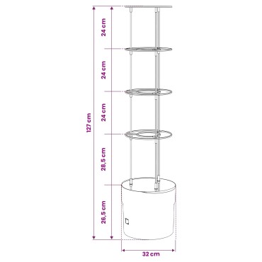 vidaXL Φυτωριούχος Ντομάτας Μαύρο Ø 32 x 127 εκ. PP