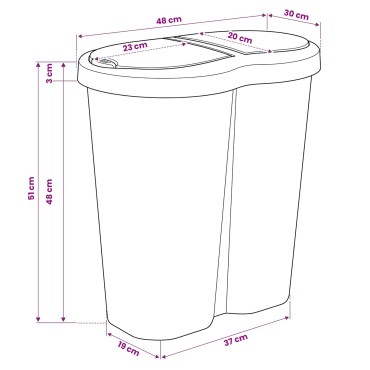 vidaXL Κάδος Αχρήστων Λευκό 48 x 30 x 51 εκ. PP