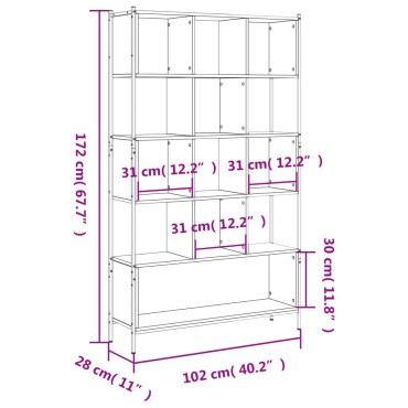 vidaXL Βιβλιοθήκη Καπνιστή Δρυς 102x28x172cm από Επεξεργασμένο Ξύλο 1 τεμ.