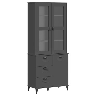 vidaXL Ντουλάπι Ψηλό VIKEN Ανθρακί Γκρι 80x40x190cm Μασίφ Ξύλο Πεύκου 1 τεμ.