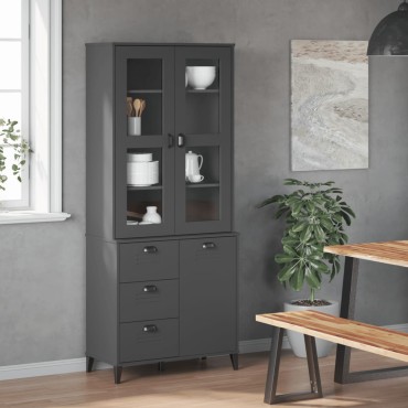 vidaXL Ντουλάπι Ψηλό VIKEN Ανθρακί Γκρι 80x40x190cm Μασίφ Ξύλο Πεύκου 1 τεμ.