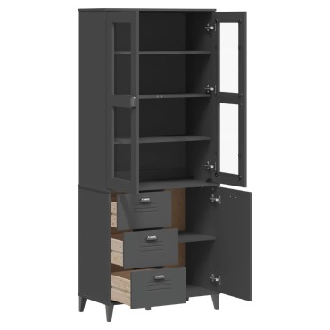 vidaXL Ντουλάπι Ψηλό VIKEN Ανθρακί Γκρι 80x40x190cm Μασίφ Ξύλο Πεύκου 1 τεμ.