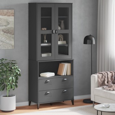 vidaXL Ντουλάπι Ψηλό VIKEN Ανθρακί Γκρι 80x40x200cm Μασίφ Ξύλο Πεύκου 1 τεμ.