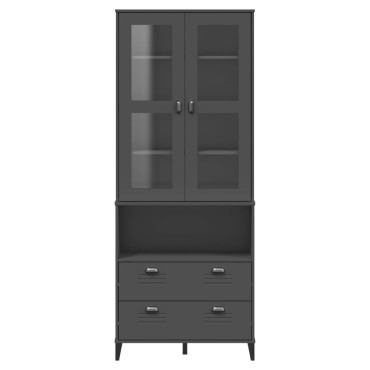 vidaXL Ντουλάπι Ψηλό VIKEN Ανθρακί Γκρι 80x40x200cm Μασίφ Ξύλο Πεύκου 1 τεμ.