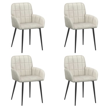 vidaXL Καρέκλες φαγητού 4 τεμ. Βελούδο Κρεμ 57x50x85cm